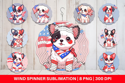 Wind Spinner Cute Dog Patriotic Sublimation artnoy 