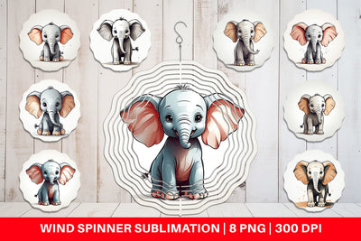 Wind Spinner Cute Elephant Sublimation artnoy 