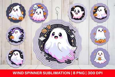 Wind Spinner Cute Ghost Illustration Sublimation artnoy 