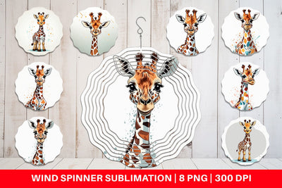Wind Spinner Cute Giraffe Sublimation artnoy 