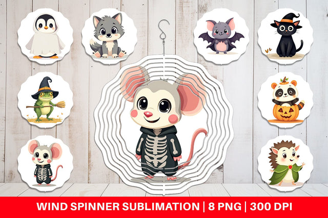 Wind Spinner Cute Halloween Animals Sublimation artnoy 
