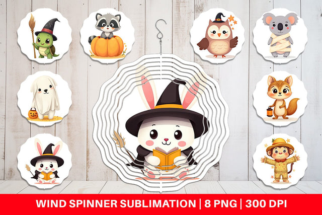 Wind Spinner Cute Halloween Animals Sublimation artnoy 