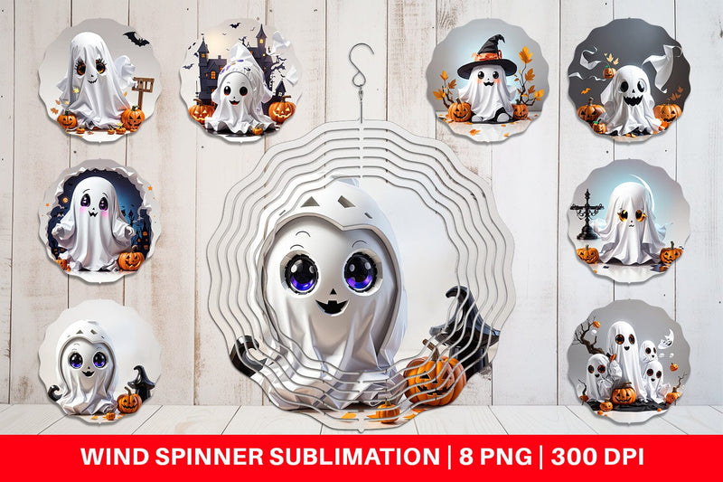 Wind Spinner Cute Halloween Ghost Sublimation artnoy 
