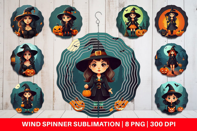 Wind Spinner Cute Halloween Witch Sublimation artnoy 