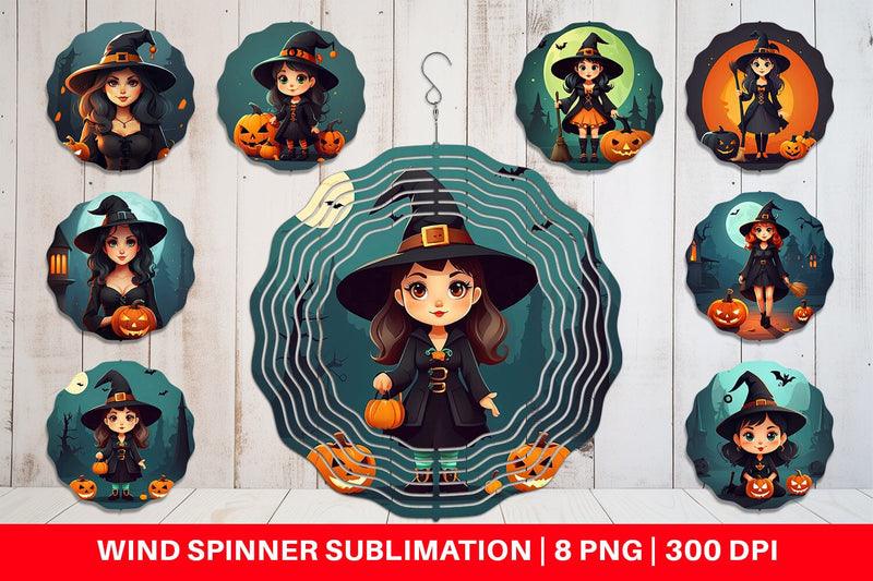 Wind Spinner Cute Halloween Witch Sublimation artnoy 