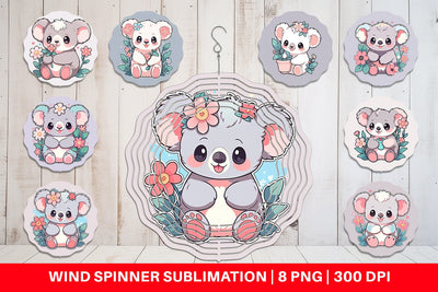 Wind Spinner Cute Koala with Flower Sublimation artnoy 