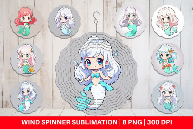 Wind Spinner Cute Little Mermaid Sublimation artnoy 