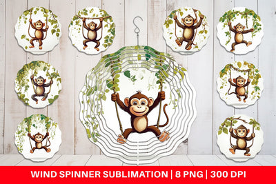 Wind Spinner Cute Monkey Sublimation artnoy 