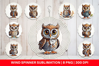 Wind Spinner Cute Owl Sublimation artnoy 