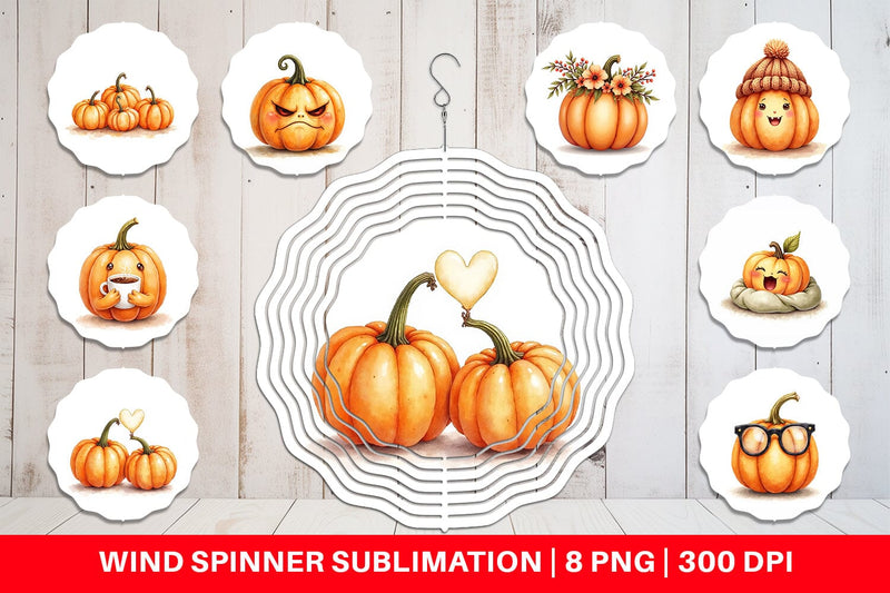 Wind Spinner Cute Pumpkin Faces Sublimation artnoy 