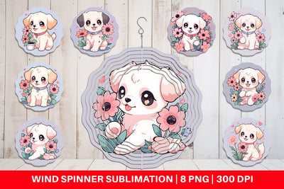 Wind Spinner Cute Puppy Illustration Sublimation artnoy 