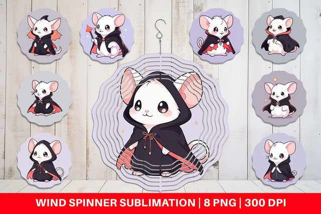 Wind Spinner Cute Rat Halloween Sublimation artnoy 