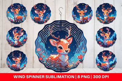 Wind Spinner Cute Reindeer Sublimation artnoy 