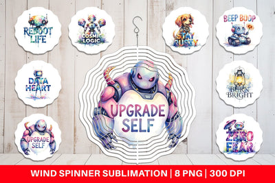 Wind Spinner Cute Vintage Robot Quotes Sublimation artnoy 