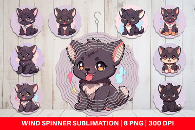 Wind Spinner Cute Wolf Halloween Sublimation artnoy 