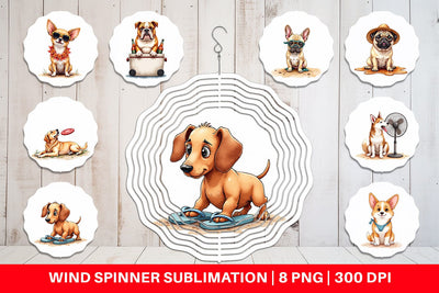 Wind Spinner Cynical Canines Hot Summer Watercolor Pack Sublimation artnoy 