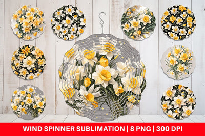 Wind Spinner Daffodil Pattern Sublimation artnoy 