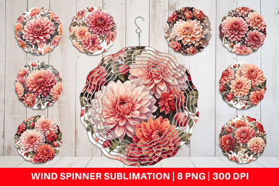 Wind Spinner Dahlia Pattern Sublimation artnoy 