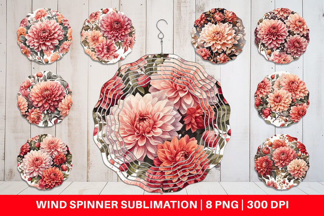 Wind Spinner Dahlia Pattern Sublimation artnoy 