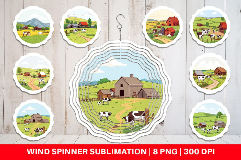 Wind Spinner Dairy Farm Scene Sublimation artnoy 