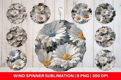 Wind Spinner Daisies Flower Pattern Sublimation artnoy 
