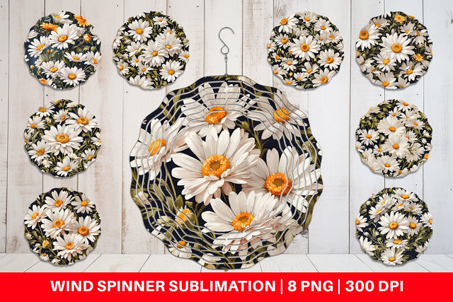 Wind Spinner Daisies Pattern Sublimation artnoy 