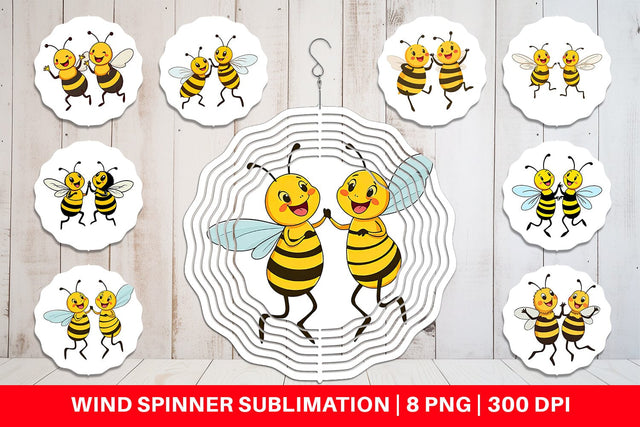 Wind Spinner Dancing Bees Sublimation artnoy 