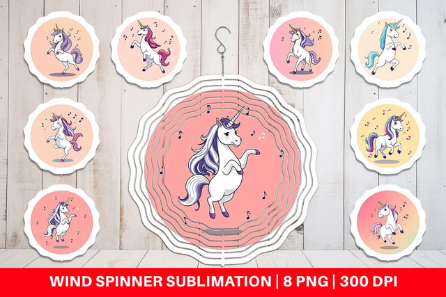 Wind Spinner Dancing Unicorn Sublimation artnoy 