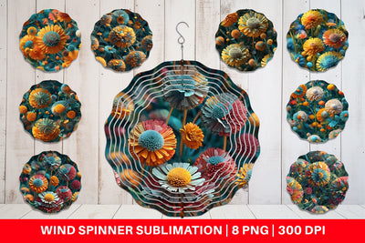 Wind Spinner Dandelions Flower Pattern Sublimation artnoy 