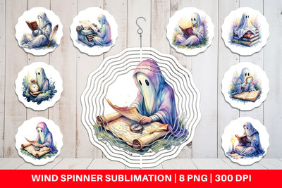 Wind Spinner Dark Academia Ghost Reader Sublimation artnoy 