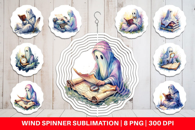 Wind Spinner Dark Academia Ghost Reader Sublimation artnoy 