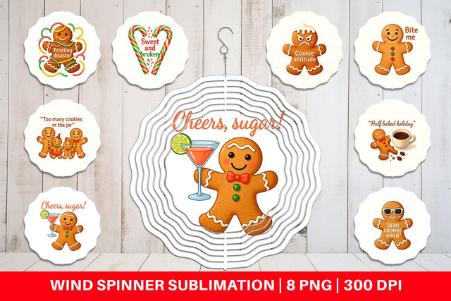 Wind Spinner Dark Humor Gingerbread Sublimation artnoy 