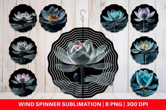 Wind Spinner Dark Lotus Flower Sublimation artnoy 