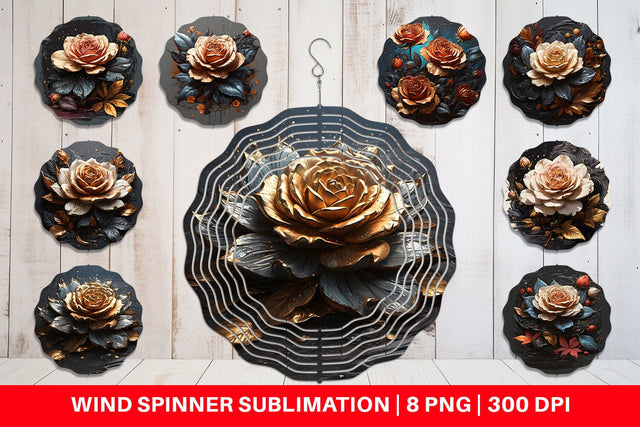 Wind Spinner Dark Rose flower Sublimation artnoy 