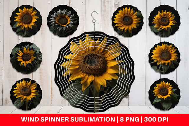 Wind Spinner Dark Sunflower Sublimation artnoy 