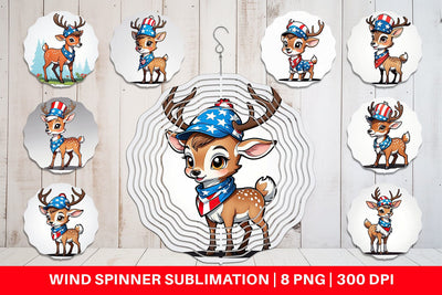 Wind Spinner Deer 4th of July Sublimation artnoy 