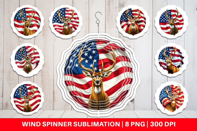 Wind Spinner Deer 4th of July Sublimation artnoy 
