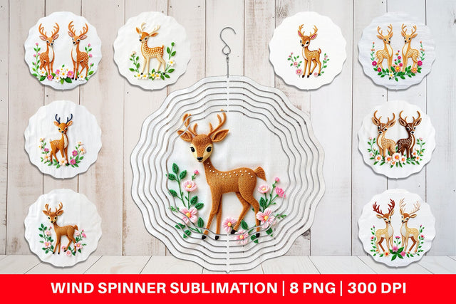 Wind Spinner Deer Embroidery Sublimation artnoy 