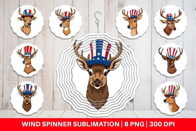 Wind Spinner Deer Patriotic Sublimation artnoy 