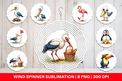 Wind Spinner Derpy Beach Birds Sublimation artnoy 