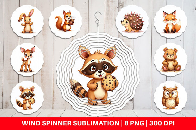 Wind Spinner Derpy Gingerbread Woodland Creatures Sublimation artnoy 