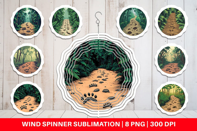 Wind Spinner Dino Tracks in Jungle Sublimation artnoy 