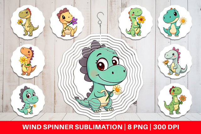 Wind Spinner Dino with Flower Sublimation artnoy 