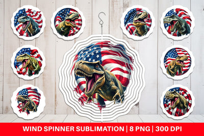 Wind Spinner Dinosaur 4th of July Sublimation artnoy 
