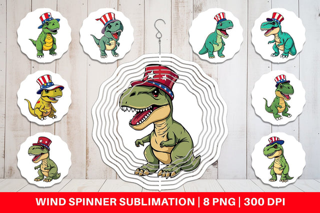 Wind Spinner Dinosaur Patriotic Sublimation artnoy 