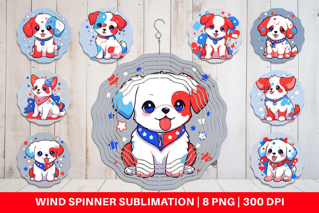 Wind Spinner Dog 4th July Sublimation artnoy 