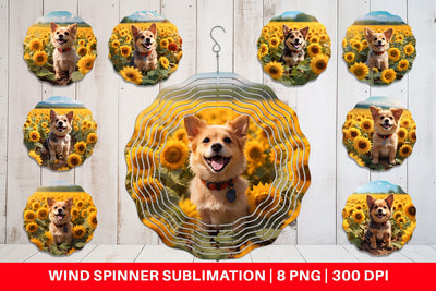 Wind Spinner Dog and Sunflowers Sublimation artnoy 