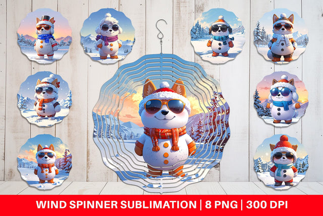 Wind Spinner Dog Christmas Sublimation artnoy 