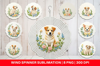 Wind Spinner Dog Embroidery Sublimation artnoy 