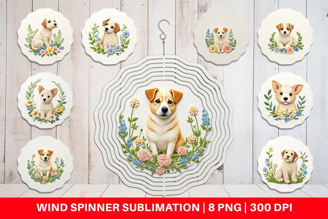Wind Spinner Dog Embroidery Sublimation artnoy 